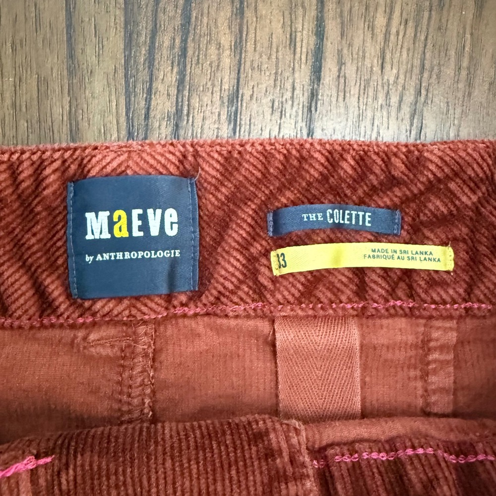 Maeve Anthropologie The Colette Corduroy Wide Leg Pants Rust Orange Size 33 - Picture 4 of 7